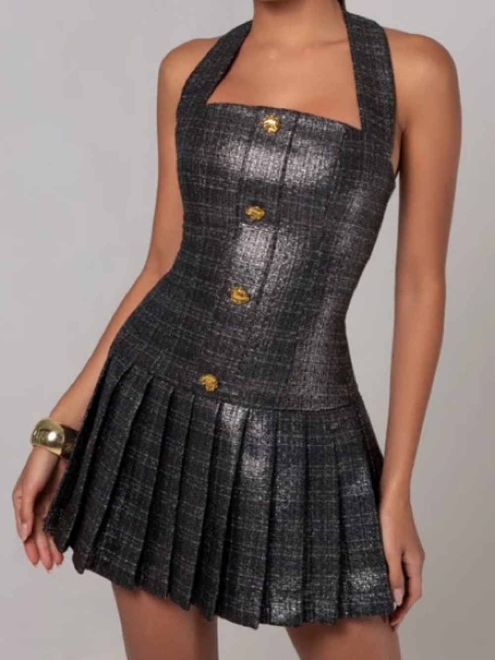 NWT Heiress Beverly Hills Tweed Flare Mini Dress.